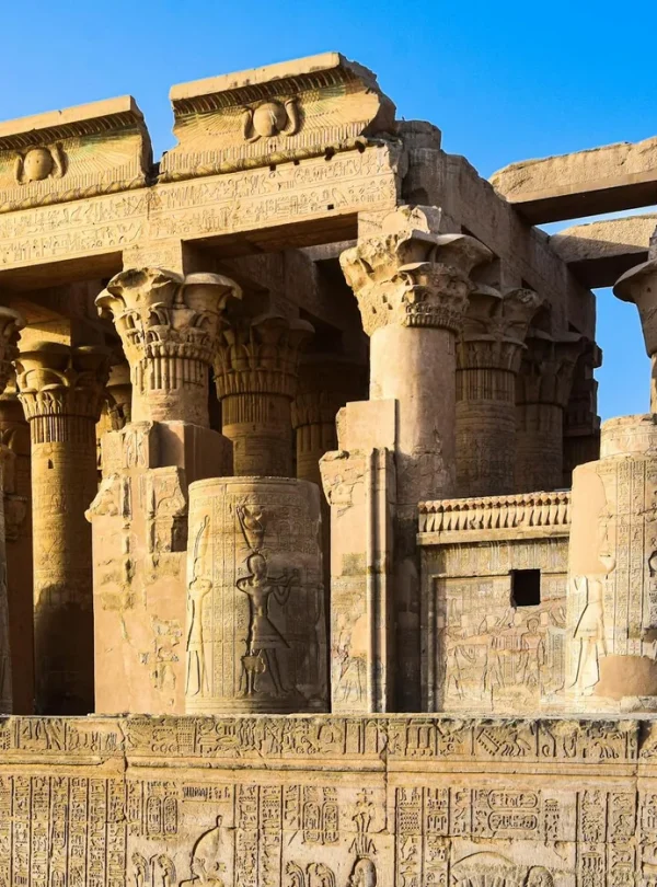 Explore the majestic ancient ruins of Kom Ombo Temple with intricate carvings.